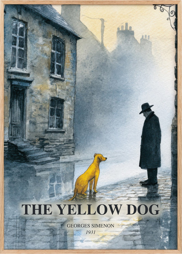 The Yellow Dog Book Watercolour Illustration by Georges Simenon