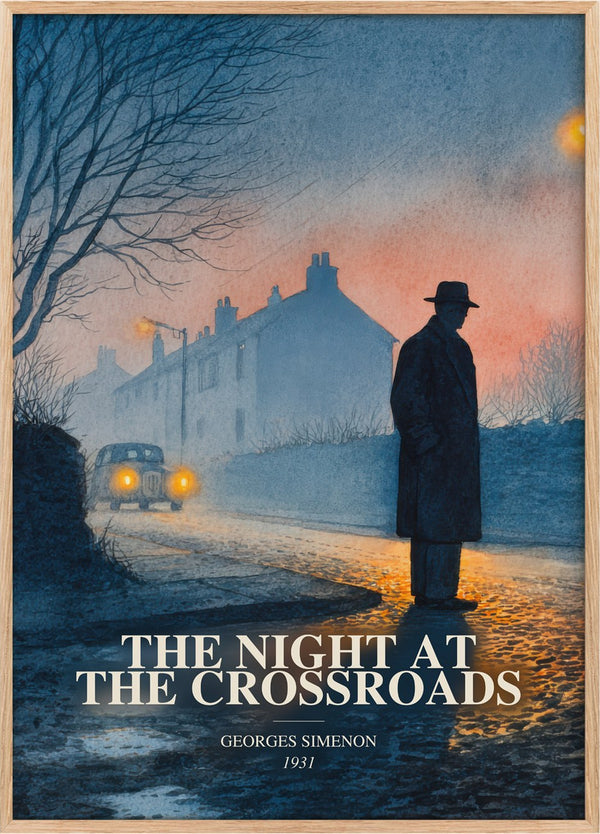 Night At The Crossroads Book Watercolour Illustration by G. Simenon