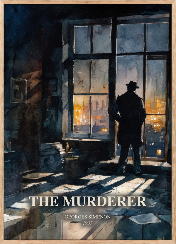 The Murderer Book Watercolour Illustration by Georges Simenon