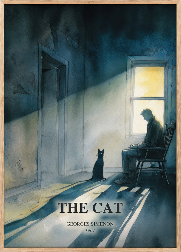The Cat Book Watercolour Illustration by Georges Simenon