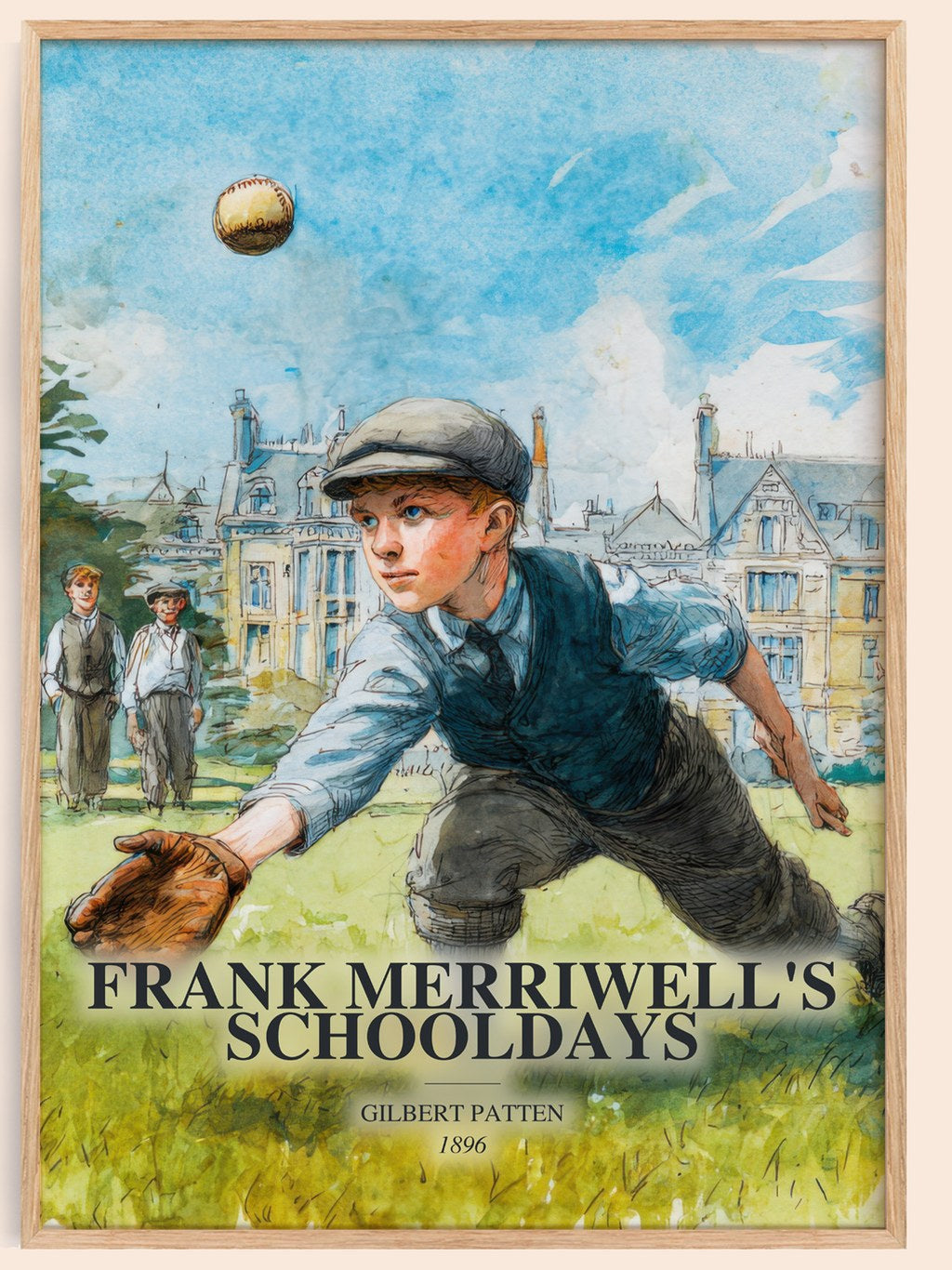 Frank Merriwell'S Schooldays watercolour book poster by Gilbert Patten – framed literary art print