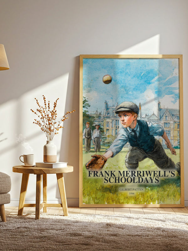 Frank Merriwell'S Schooldays watercolour print in frame leaning in hallway – young adult wall art