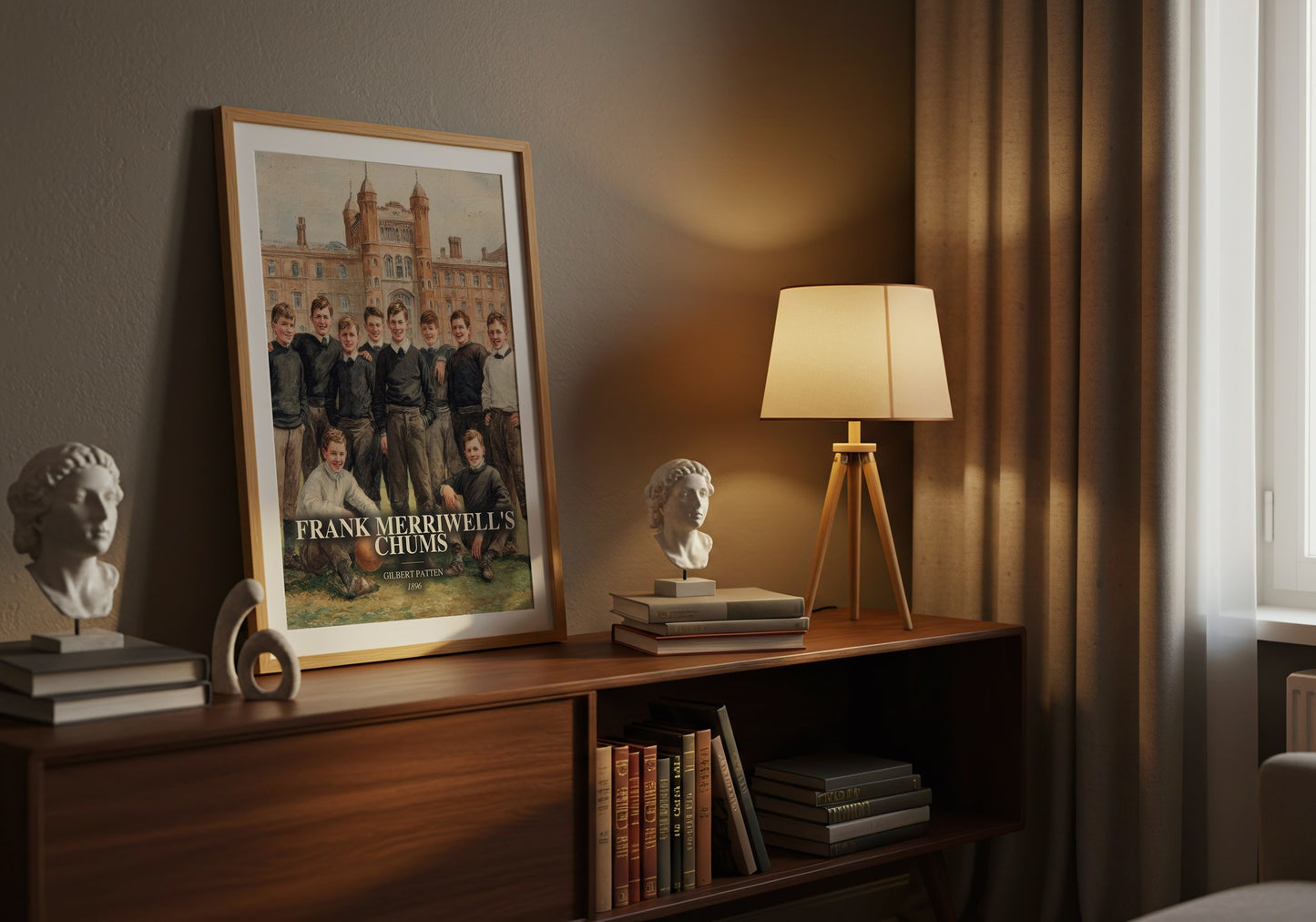 Frank Merriwell'S Chums watercolour print on bookshelf – Gilbert Patten fan gift