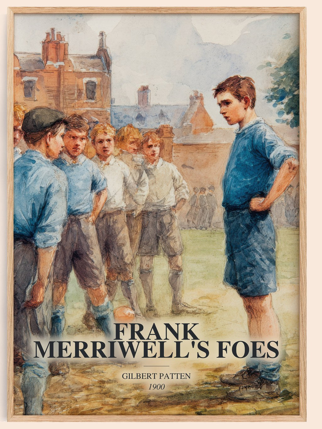 Frank Merriwell'S Foes watercolour book poster by Gilbert Patten – framed literary art print