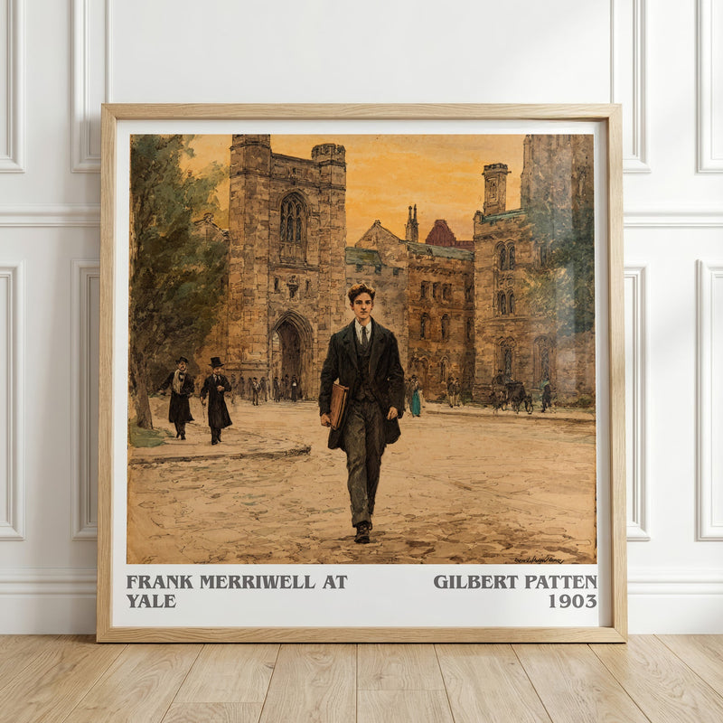 Frank Merriwell At Yale literary print in frame leaning in hallway – adventure wall art