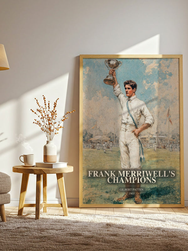 Frank Merriwell'S Champions watercolour print in frame leaning in hallway – young adult wall art