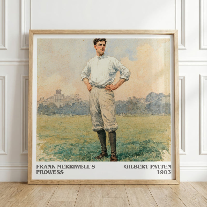Frank Merriwell's Prowess literary print in frame leaning in hallway – adventure wall art