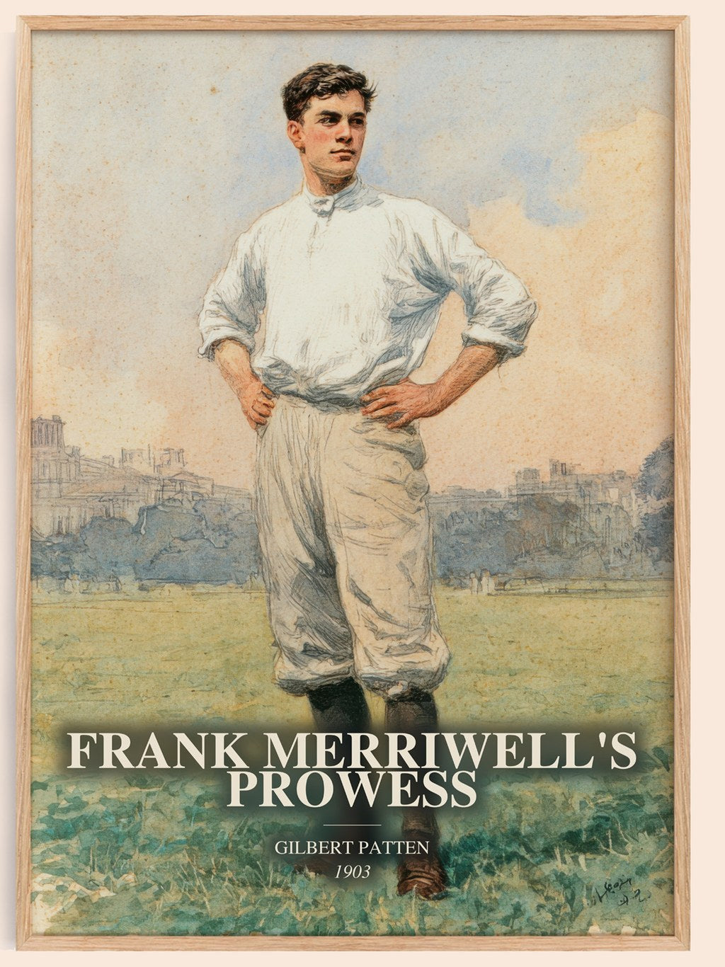 Frank Merriwell'S Prowess watercolour book poster by Gilbert Patten – framed literary art print