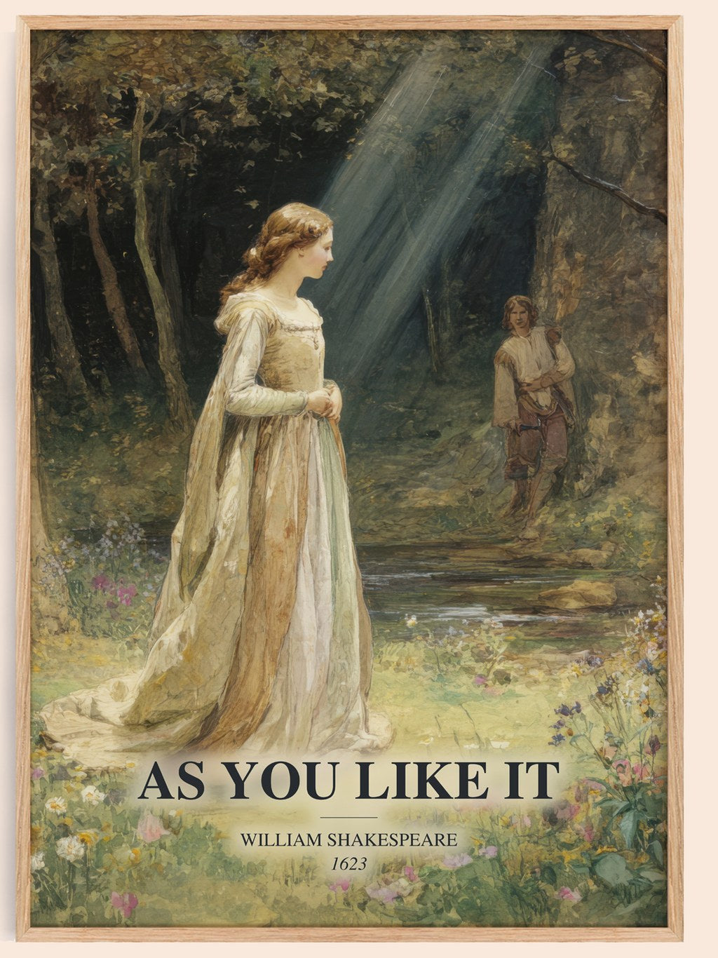 As You Like It watercolour book poster by William Shakespeare – framed literary art print