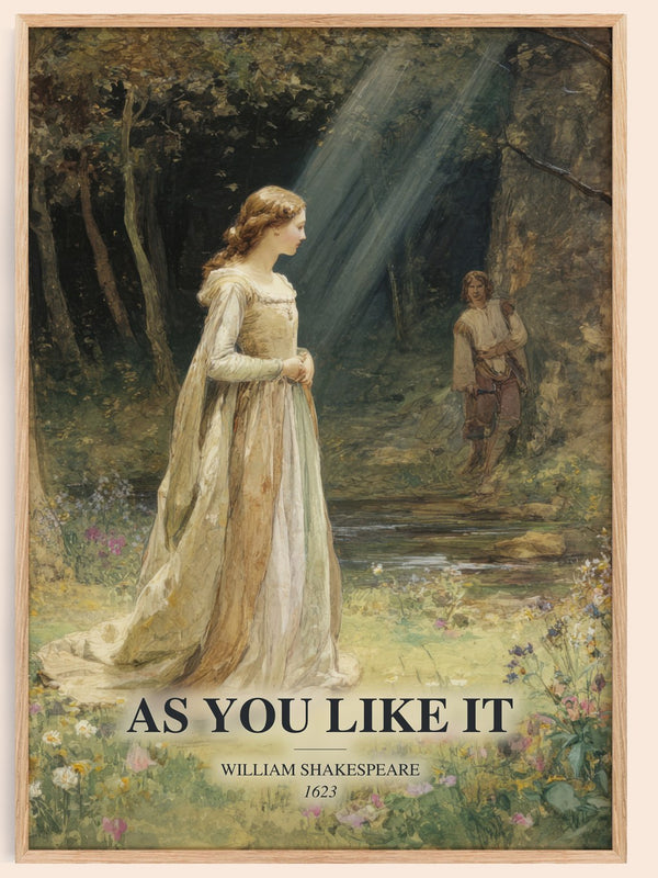 As You Like It watercolour book poster by William Shakespeare – framed literary art print