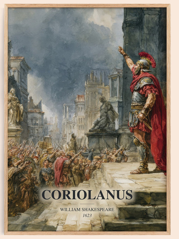 Coriolanus watercolour book poster by William Shakespeare – framed literary art print