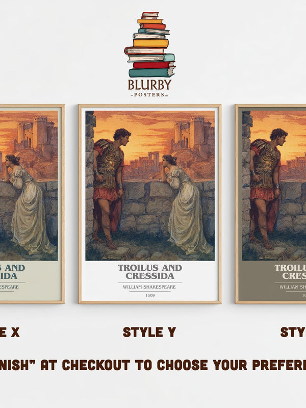 Troilus and Cressida book cover print in frame leaning in hallway – classic literature wall art