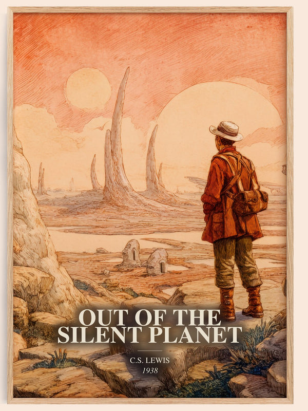Out Of The Silent Planet watercolour book poster by C.S. Lewis – framed literary art print
