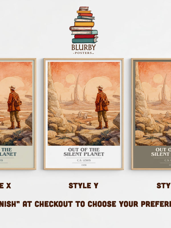 Out of the Silent Planet book cover print in frame leaning in hallway – satire wall art