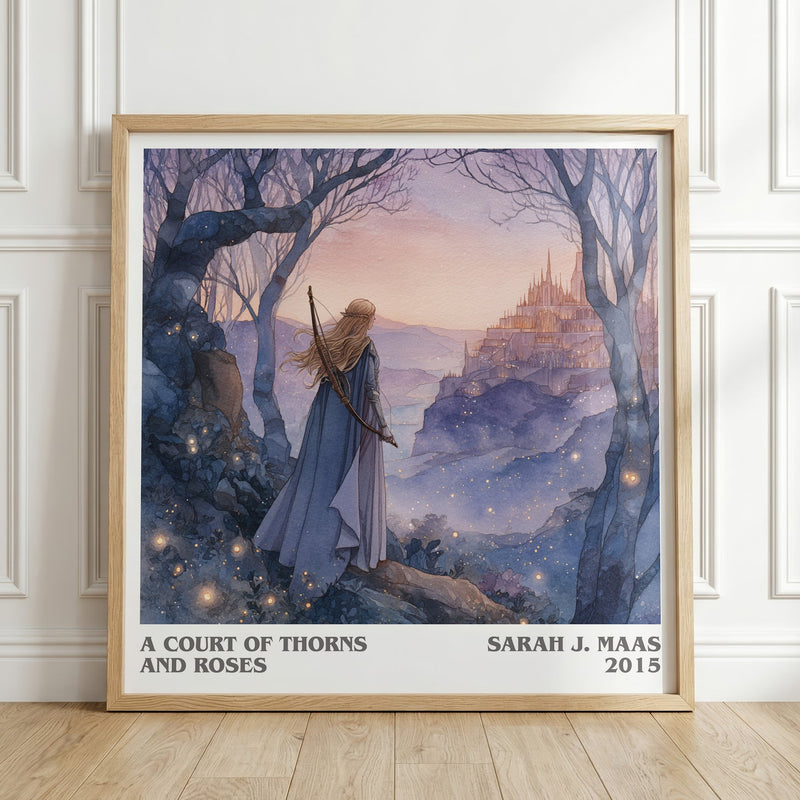 A Court of Thorns and Roses literary print in frame leaning in hallway – sci fi wall art