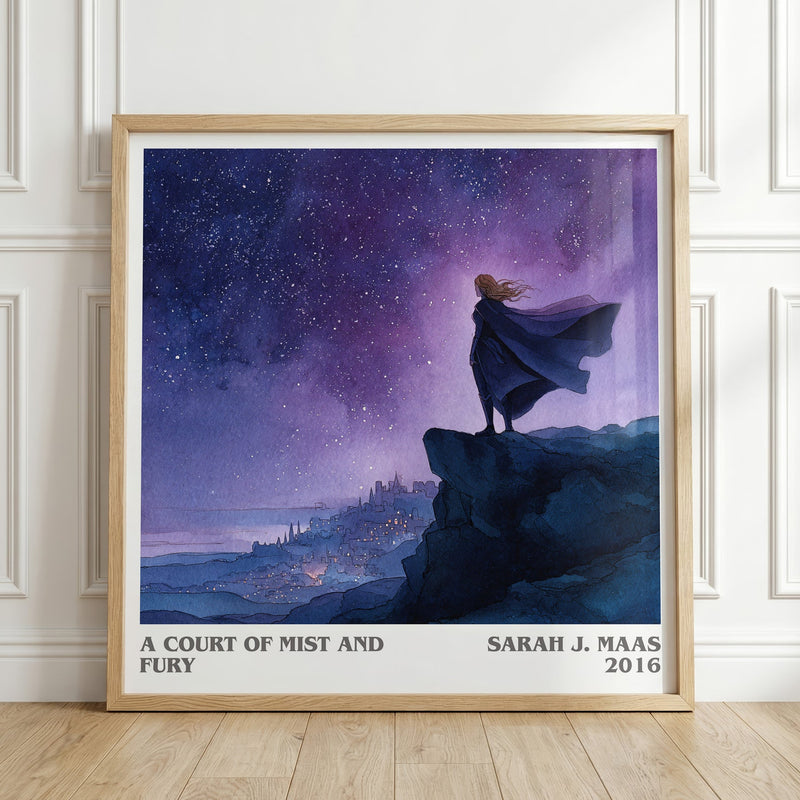 A Court of Mist and Fury literary print in frame leaning in hallway – fantasy wall art