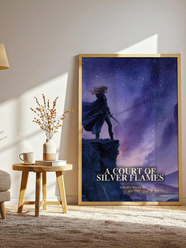 A Court Of Silver Flames watercolour print in frame leaning in hallway – fantasy wall art