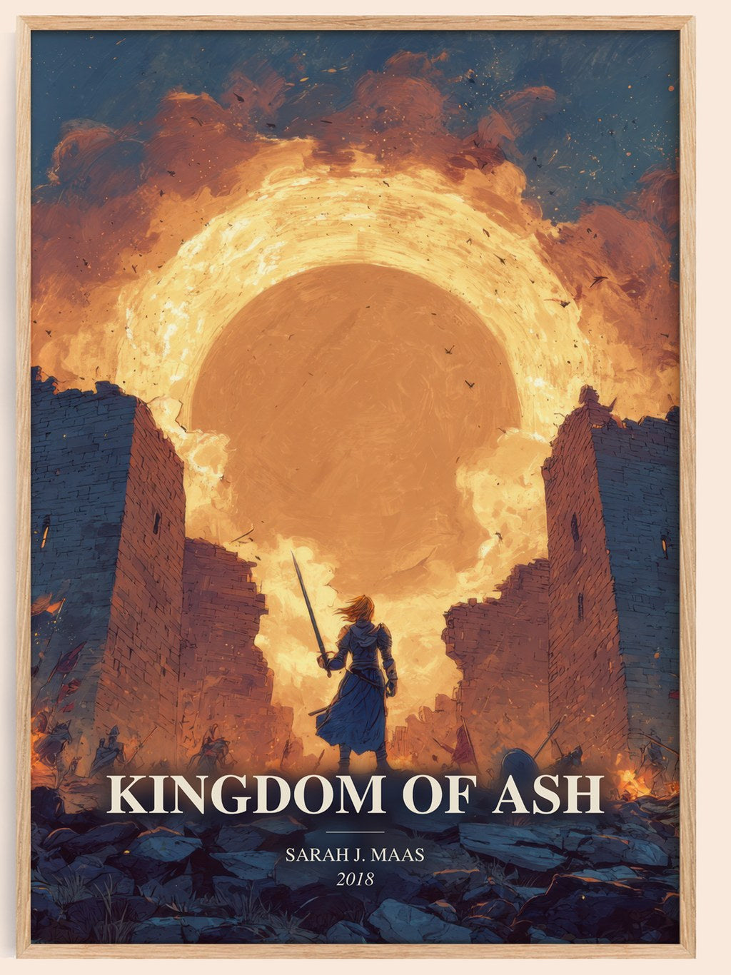 Kingdom Of Ash watercolour book poster by Sarah J. Maas – framed literary art print