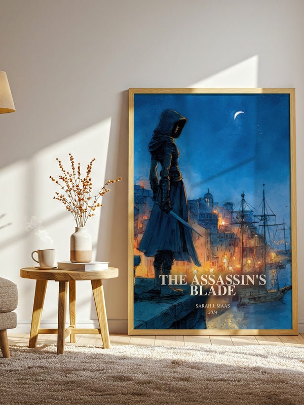 The Assassin'S Blade watercolour print in frame leaning in hallway – young adult wall art
