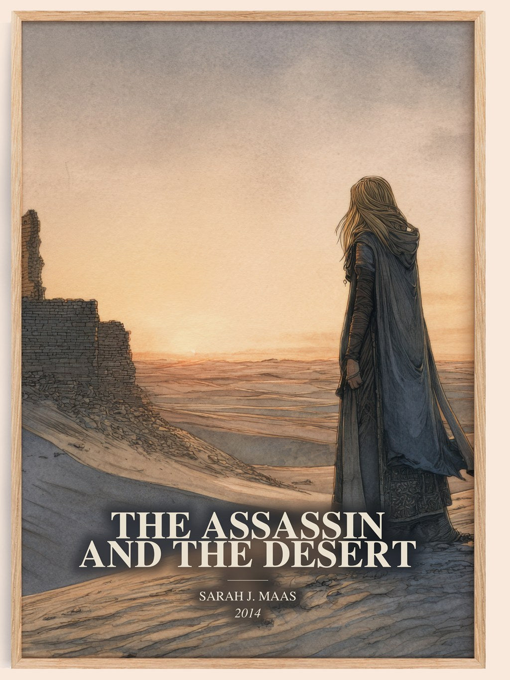 The Assassin And The Desert watercolour book poster by Sarah J. Maas – framed literary art print