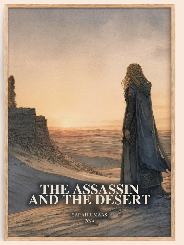 The Assassin And The Desert watercolour book poster by Sarah J. Maas – framed literary art print