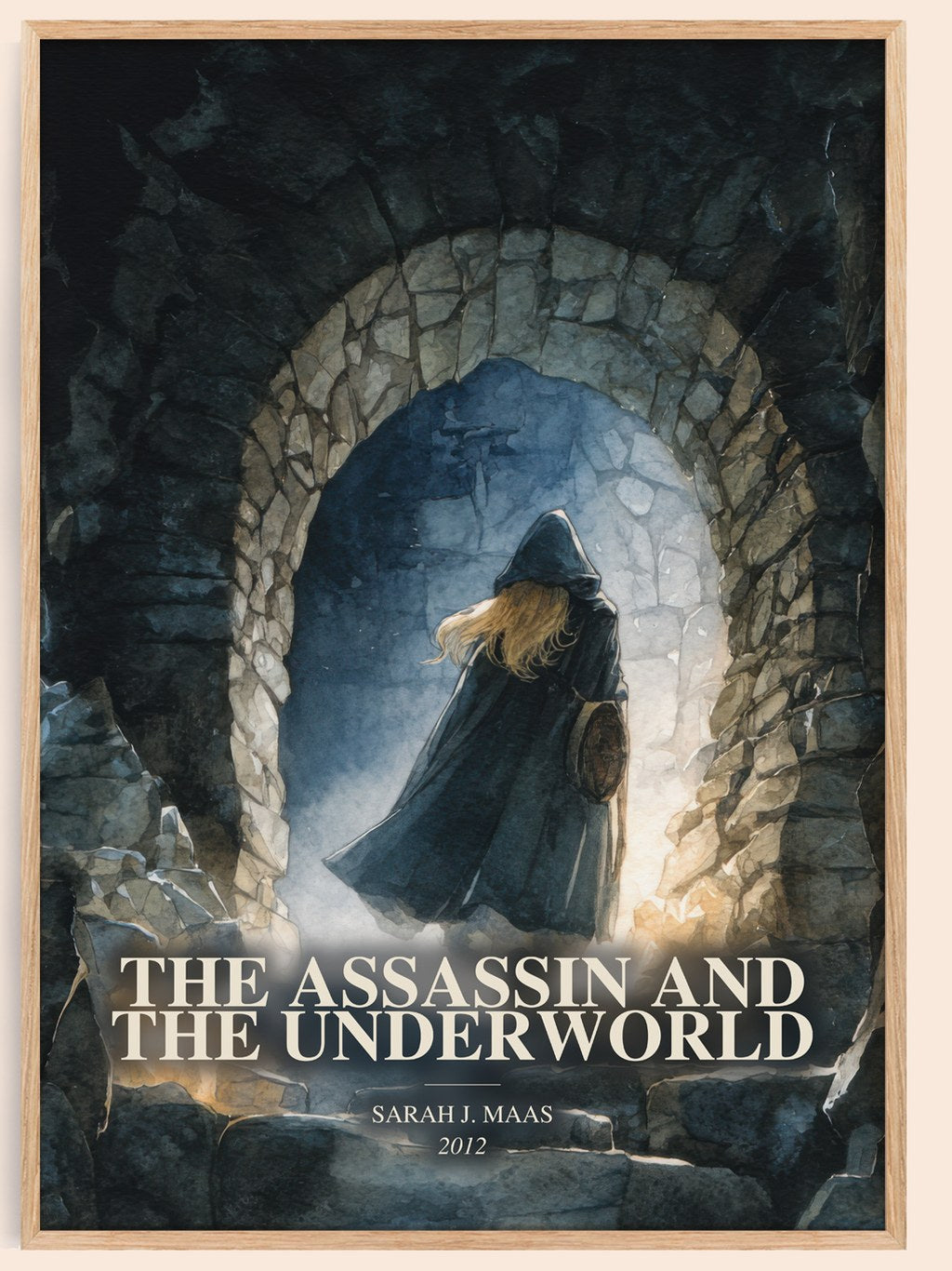 The Assassin And The Underworld watercolour book poster by Sarah J. Maas – framed literary art print