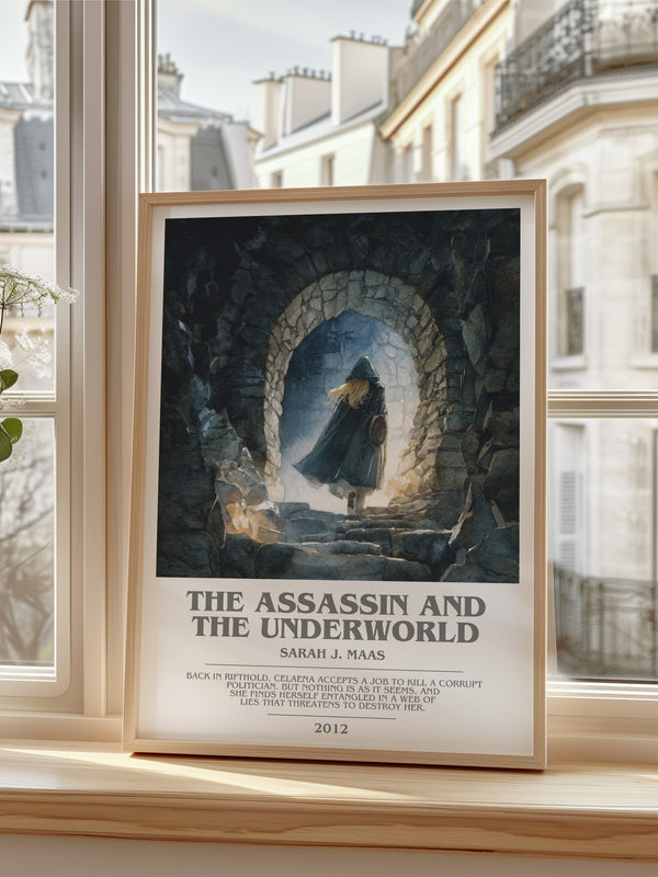 The Assassin And The Underworld Bookish Wall Art by Sarah J. Maas – framed print by a bright window
