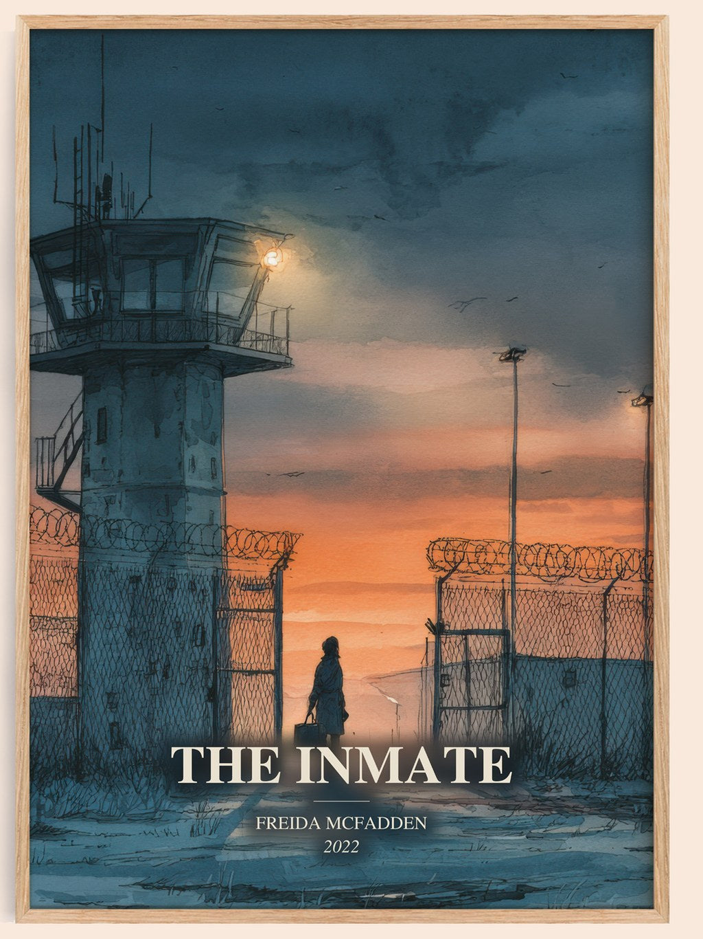 The Inmate watercolour book poster by Freida Mcfadden – framed literary art print