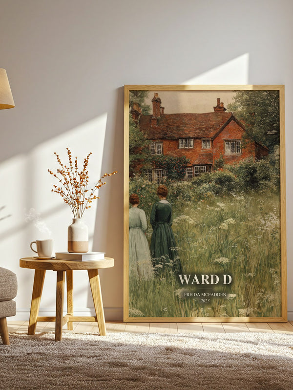 Ward D watercolour print in frame leaning in hallway – thriller wall art