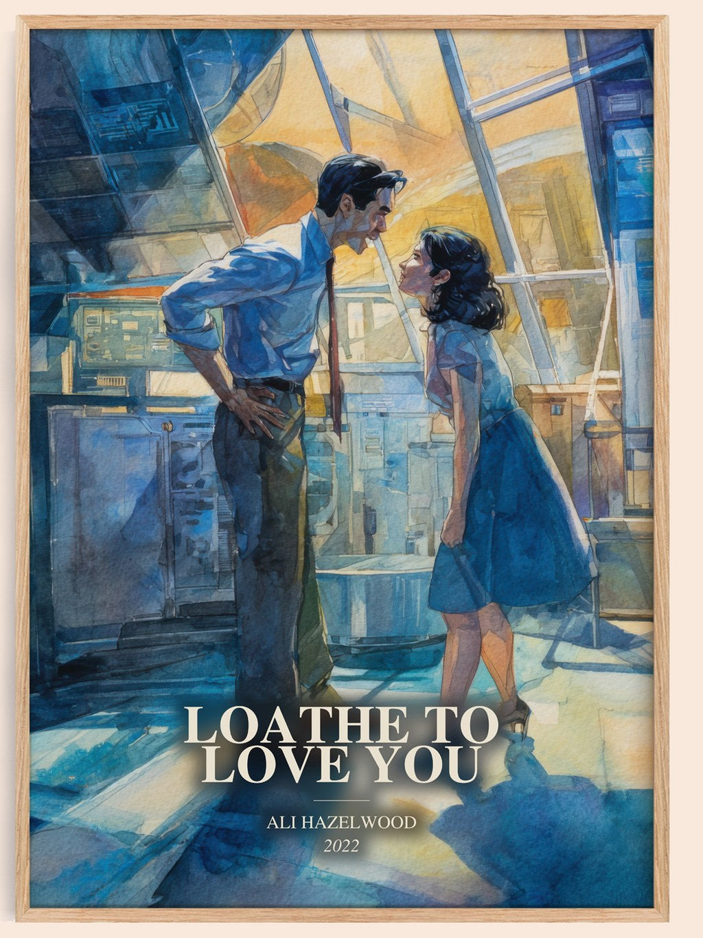 Loathe To Love You watercolour book poster by Ali Hazelwood – framed literary art print