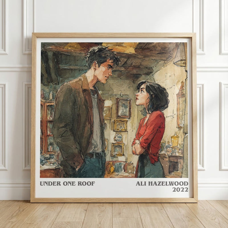 Under One Roof literary print in frame leaning in hallway – romance wall art