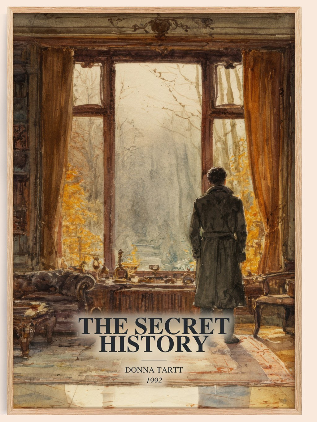 The Secret History watercolour book poster by Donna Tartt – framed literary art print