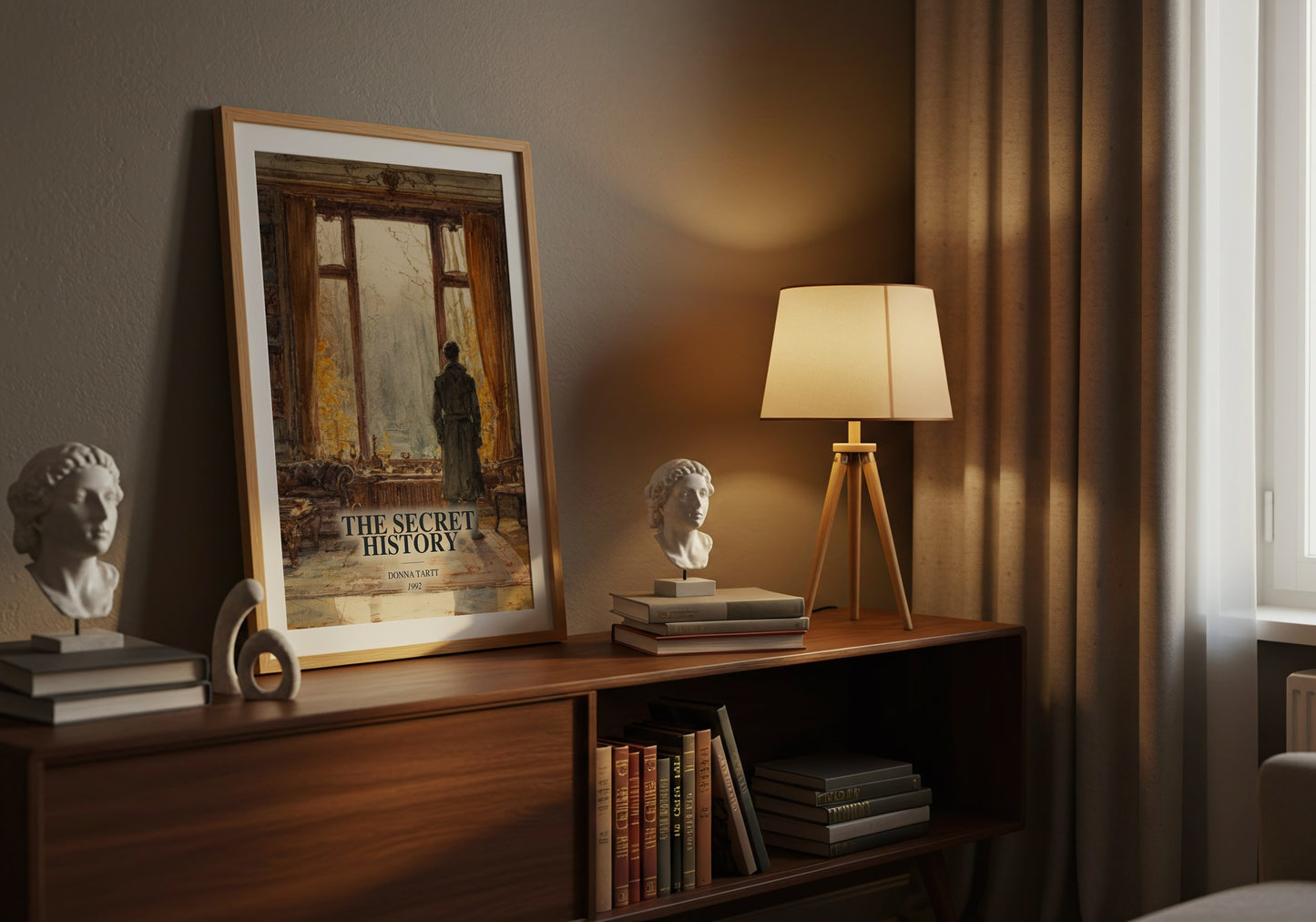 The Secret History watercolour print on bookshelf – Donna Tartt fan gift