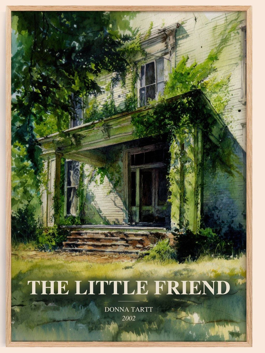The Little Friend watercolour book poster by Donna Tartt – framed literary art print