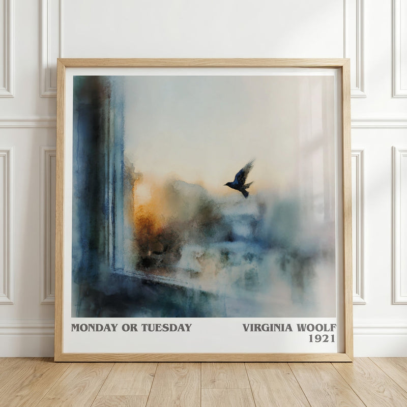 Monday Or Tuesday literary print in frame leaning in hallway – classic literature wall art