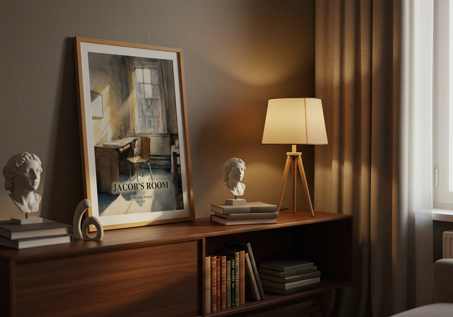 Jacob'S Room watercolour print on bookshelf – Virginia Woolf fan gift