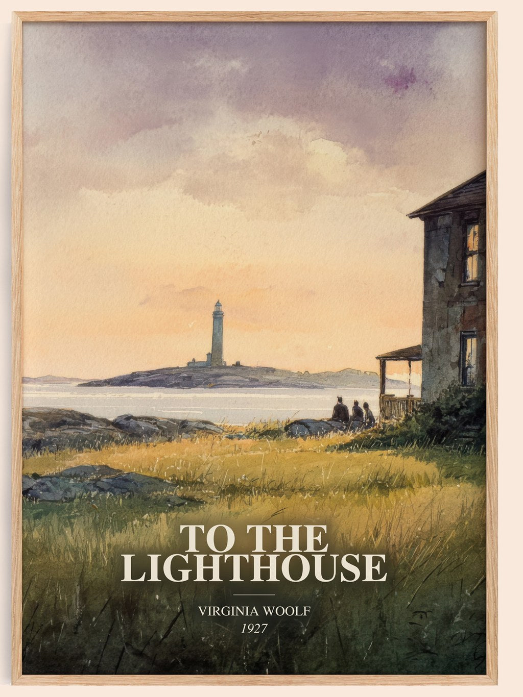 To The Lighthouse watercolour book poster by Virginia Woolf – framed literary art print