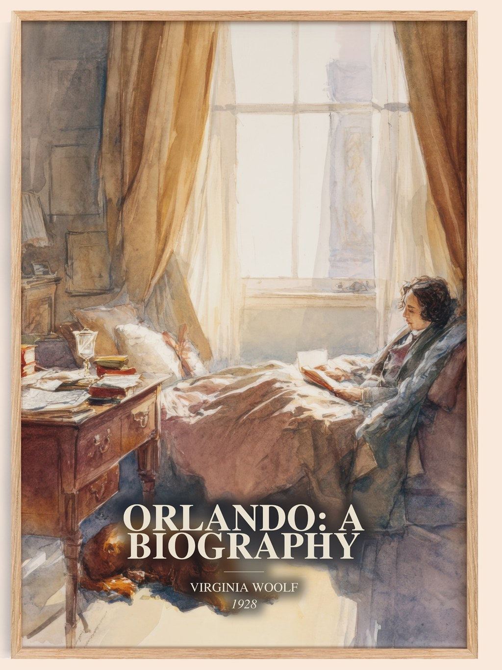Orlando: A Biography watercolour book poster by Virginia Woolf – framed literary art print