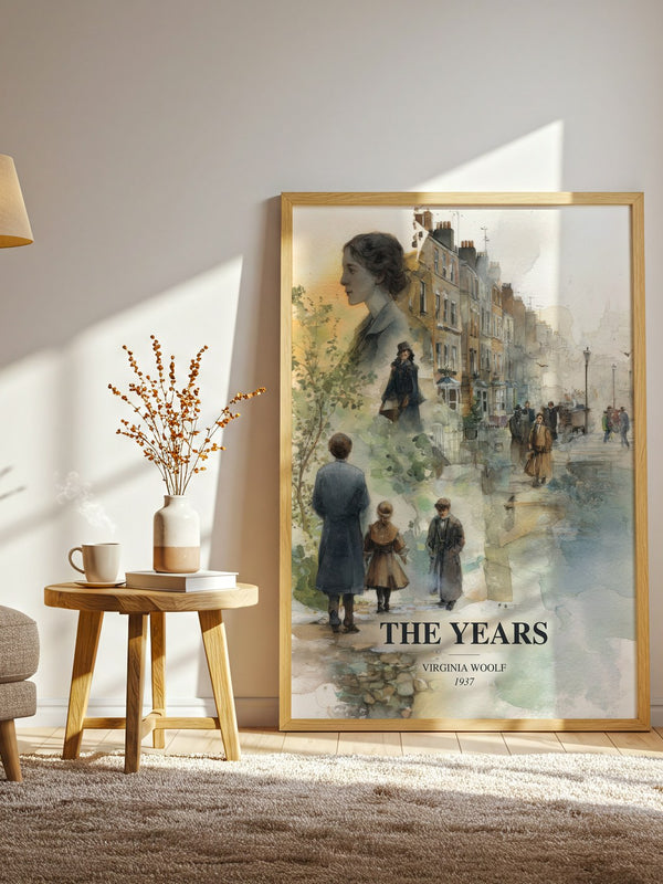 The Years watercolour print in frame leaning in hallway – literary fiction wall art