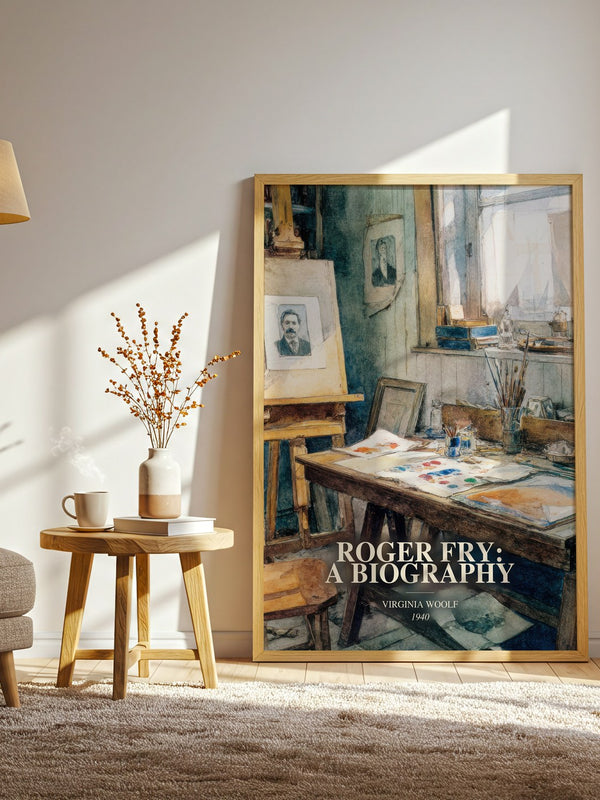 Roger Fry: A Biography watercolour print in frame leaning in hallway – non fiction wall art