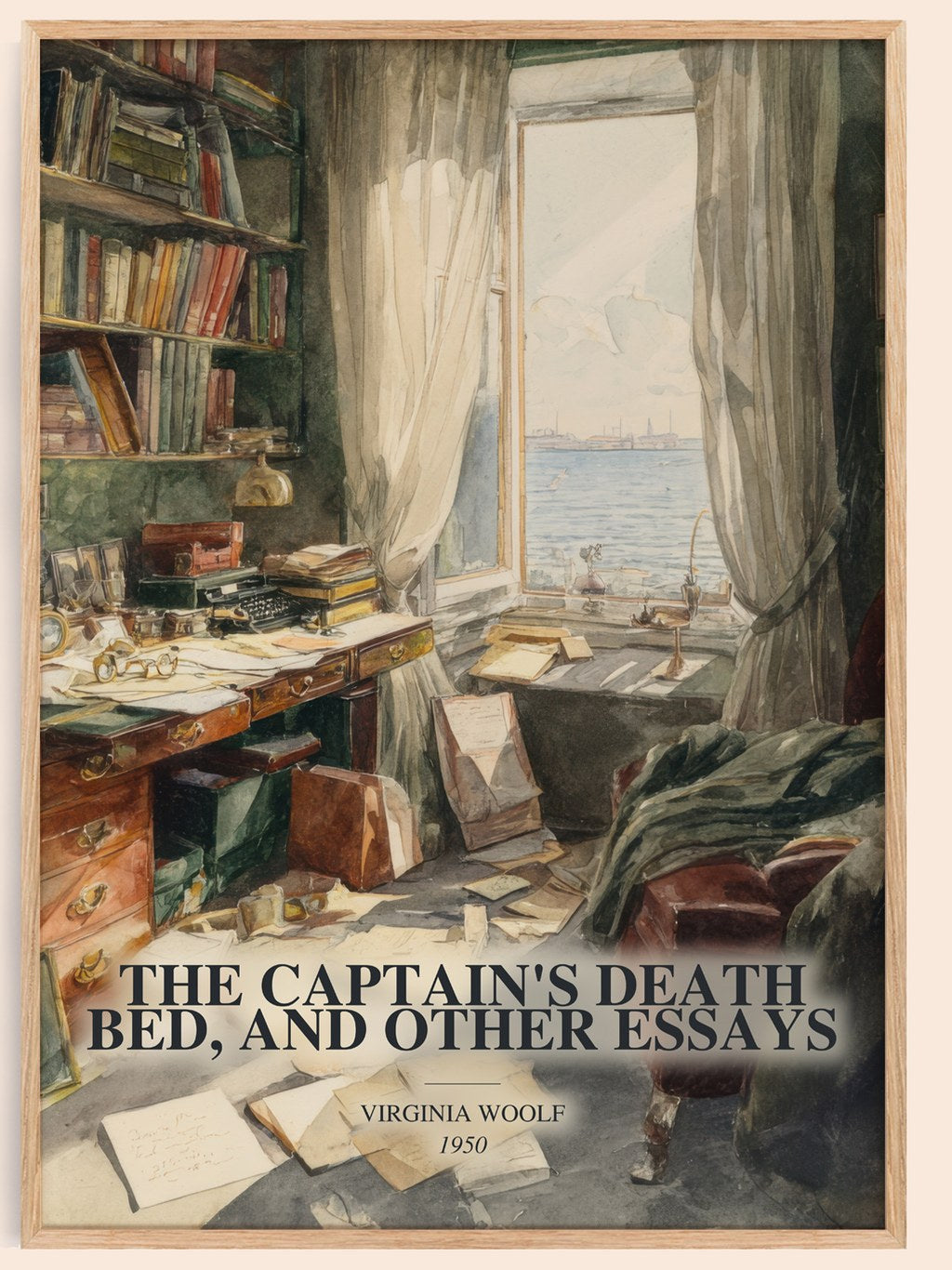 The Captain'S Death Bed, And Other Essays watercolour book poster by Virginia Woolf – framed literary art print