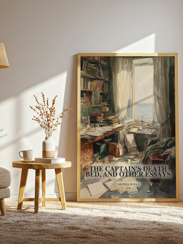 The Captain'S Death Bed, And Other Essays watercolour print in frame leaning in hallway – non fiction wall art