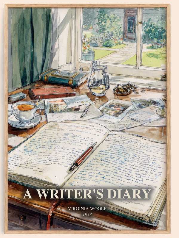 A Writer'S Diary watercolour book poster by Virginia Woolf – framed literary art print