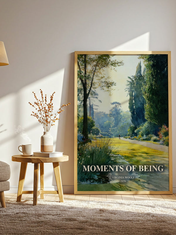 Moments Of Being watercolour print in frame leaning in hallway – memoir wall art