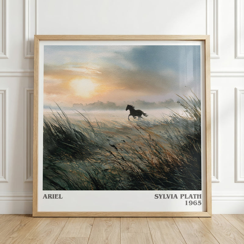 Ariel literary print in frame leaning in hallway – poetry wall art