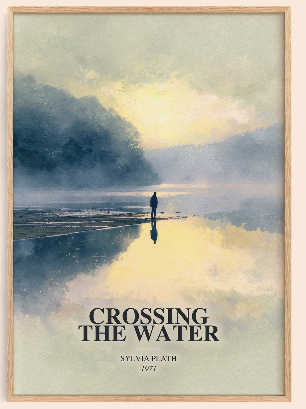 Crossing The Water watercolour book poster by Sylvia Plath – framed literary art print