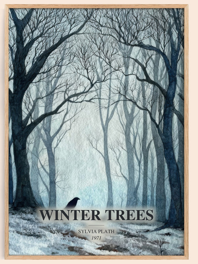 Winter Trees Book Watercolour Illustration by Sylvia Plath