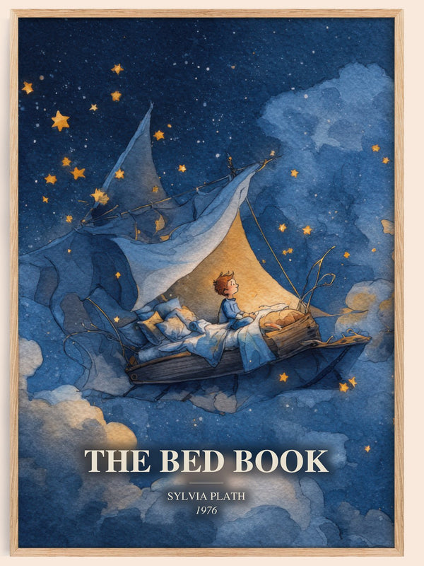 The Bed Book watercolour book poster by Sylvia Plath – framed literary art print