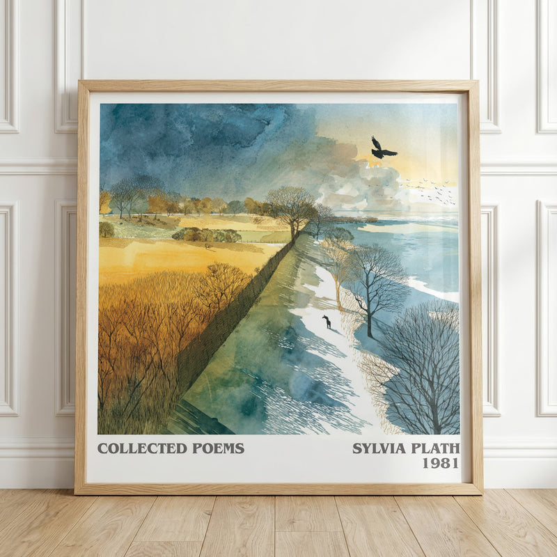 The Collected Poems literary print in frame leaning in hallway – non fiction wall art