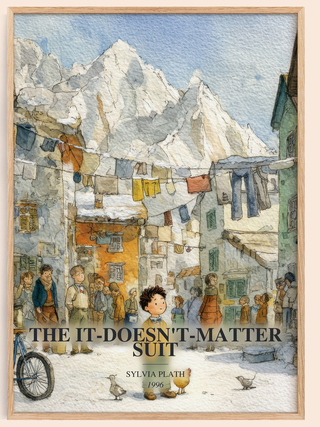 The It-Doesn'T-Matter Suit watercolour book poster by Sylvia Plath – framed literary art print